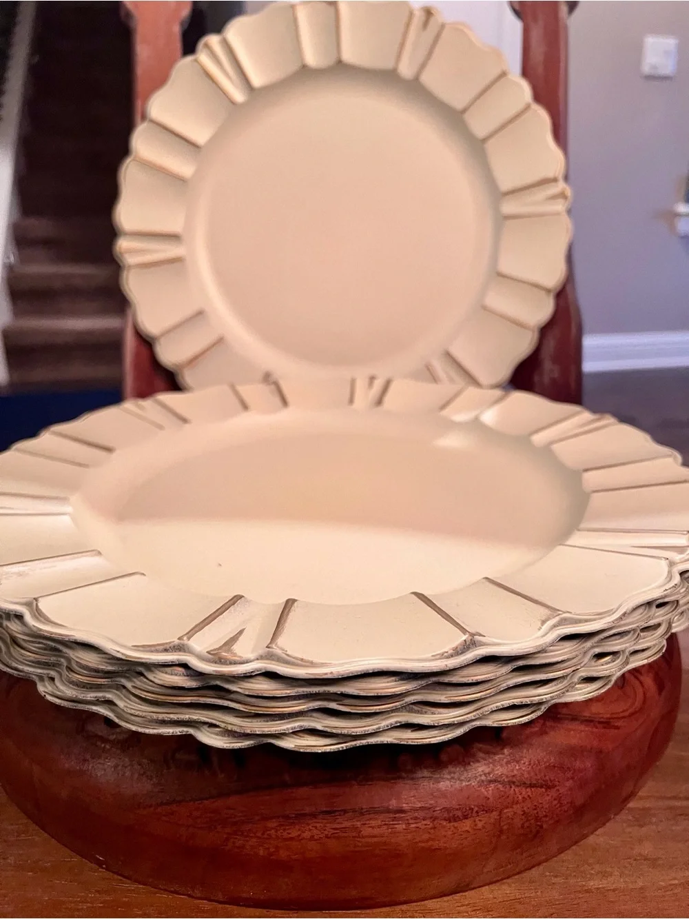 Pier 1 Cream Scalloped Edge Chargers - Set of 6